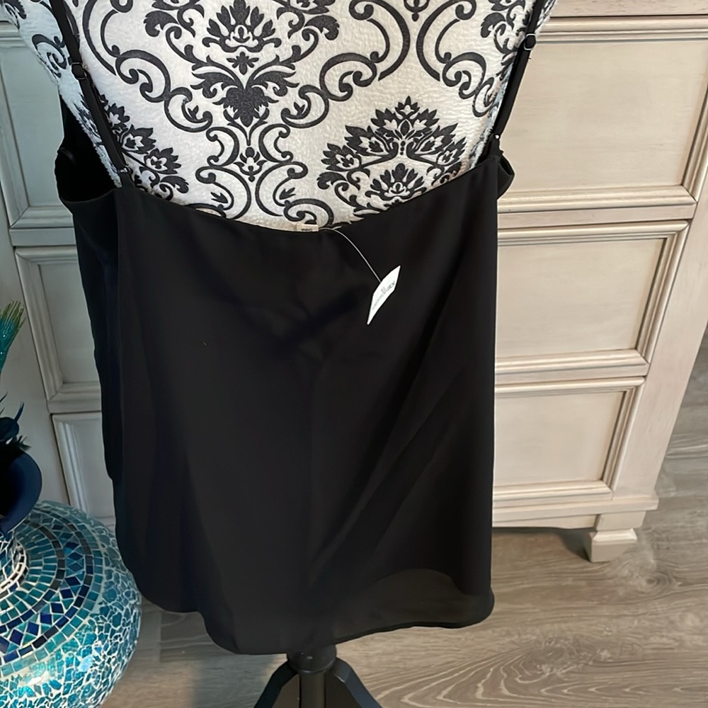 SOCIALITE Cami Top Black w Eyelash Lace Trim-large nwt - Picture 5 of 6